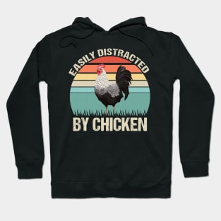 Easily Distracted by Chicken: Funny Retro Tee Hoodie